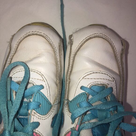 Girls Nike Air Max '90 White Lagoon Blue Volt Clear Water Running sz 10Y - Picture 9 of 9